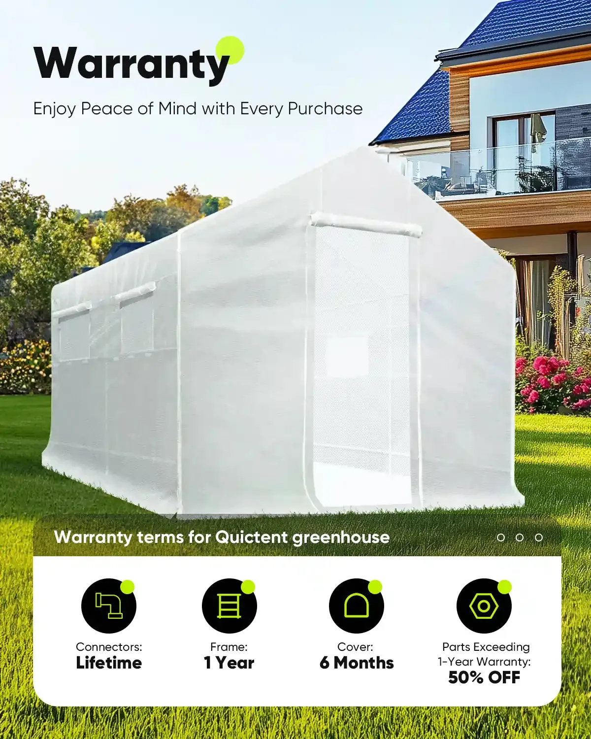 10' x 9' x 8' Backyard Greenhouse-White