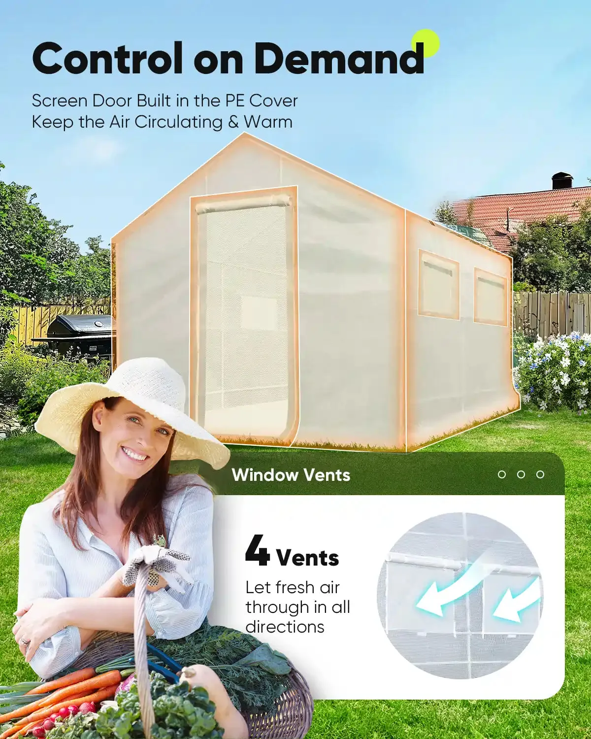 10' x 9' x 8' Backyard Greenhouse-White