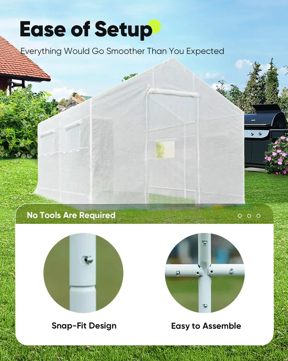 10' x 9' x 8' Backyard Greenhouse-White