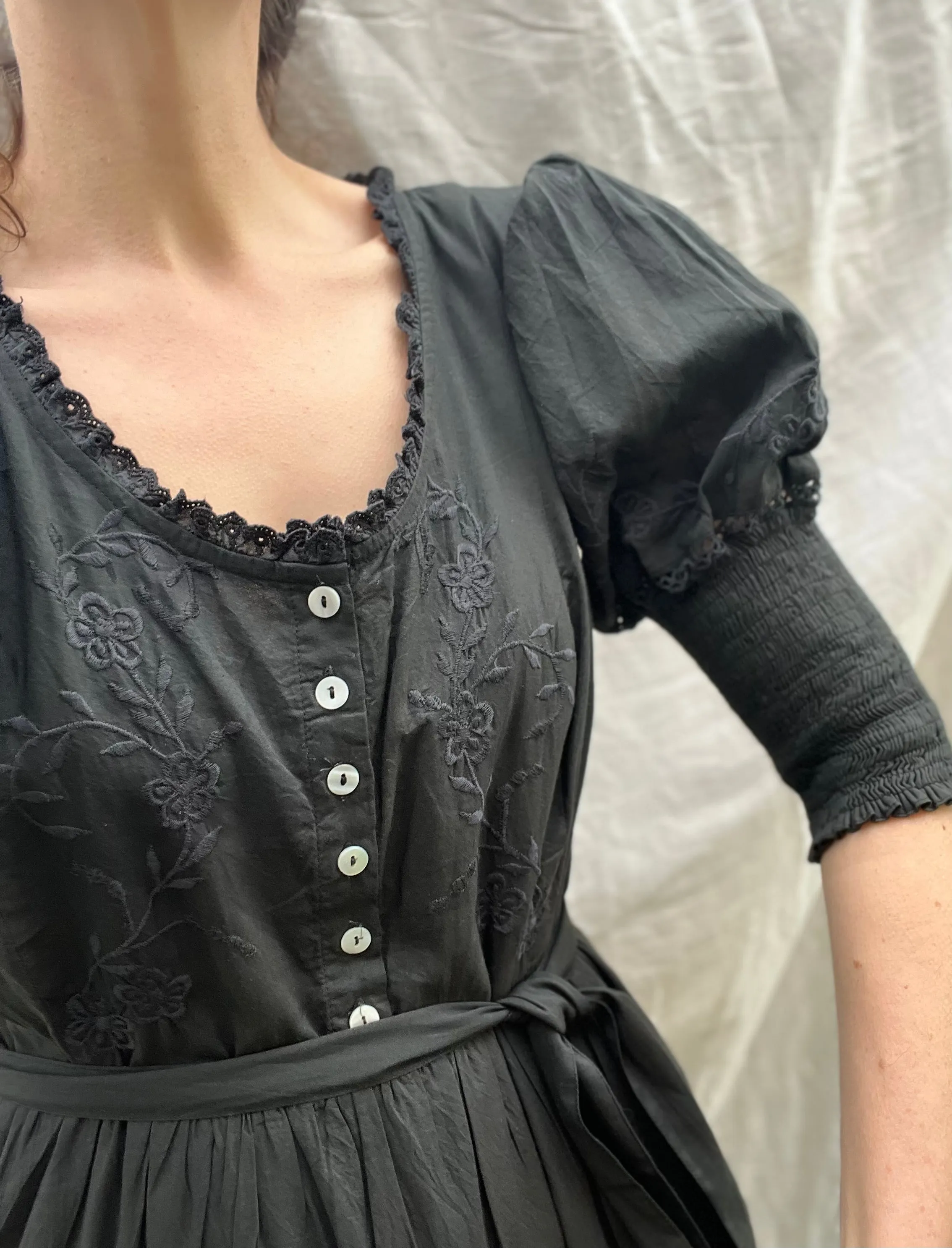 100% RECYCLED COTTON - AUGUSTINE MAXI DRESS WASHED BLACK