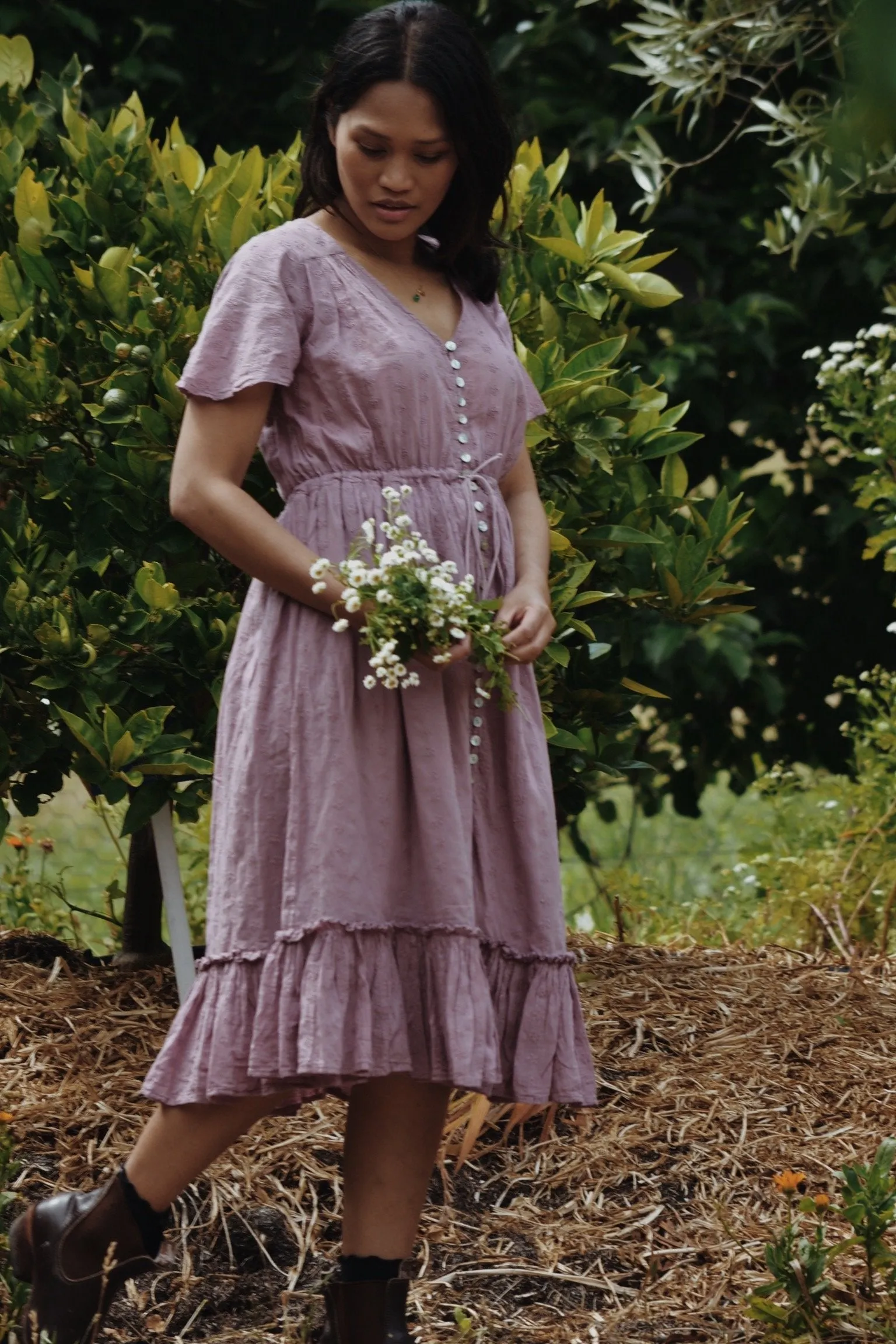 100% RECYCLED COTTON - RU DRESS DUSTY LAVENDER