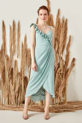 13287 Mint Wrap Skirt Draped Dress