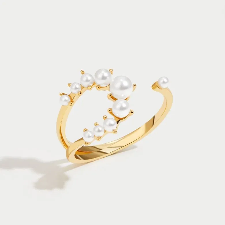 18K Gold Pearl Wrap Ring