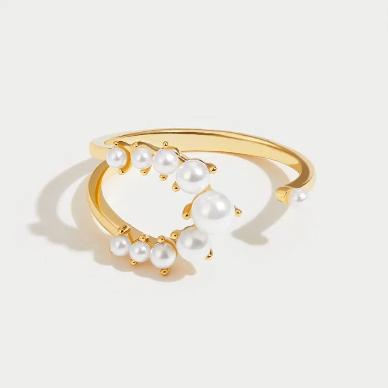 18K Gold Pearl Wrap Ring