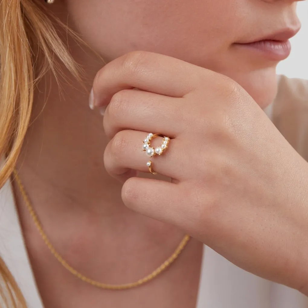 18K Gold Pearl Wrap Ring