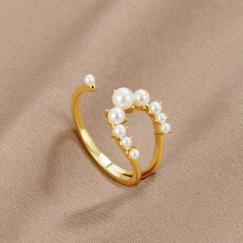 18K Gold Pearl Wrap Ring