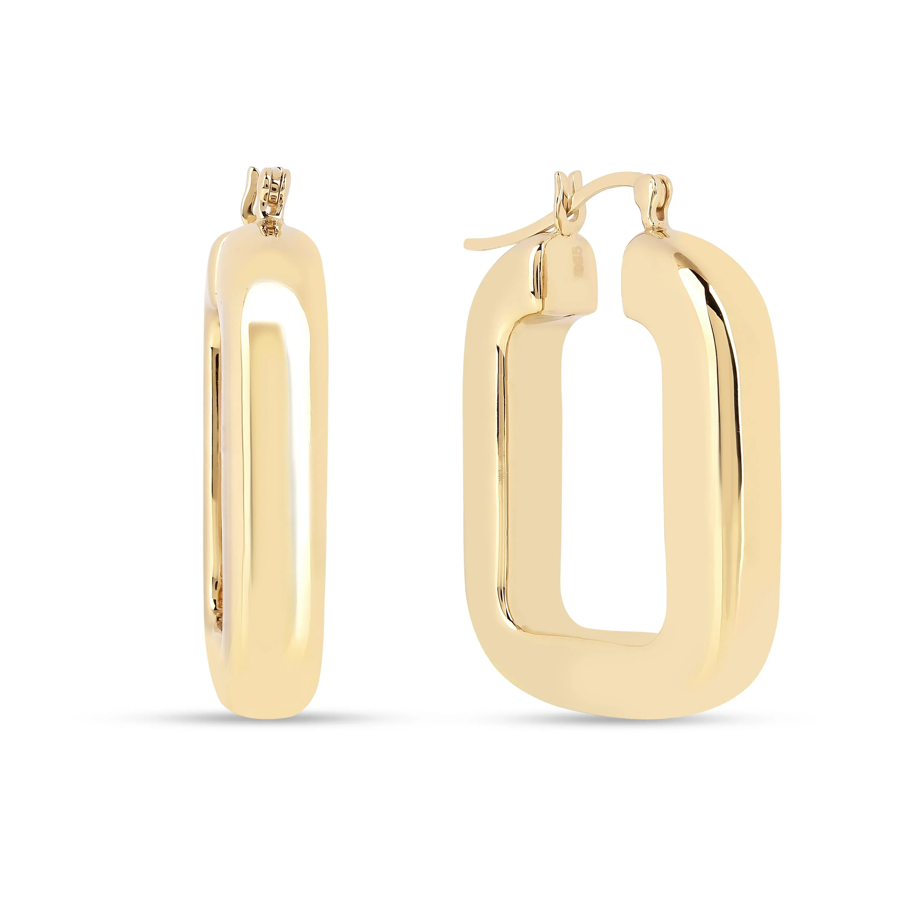 18K Gold Vermeil  Rectangular Hoop Earrings