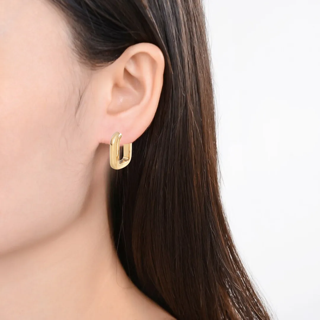 18K Gold Vermeil  Rectangular Hoop Earrings