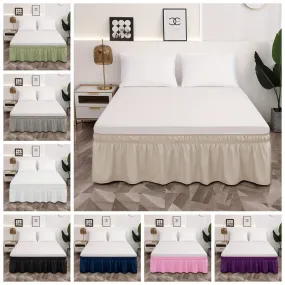 1pc Luxurious Traditional Style Solid Color Microfiber Bed Skirt - Soft Brushed 95gsm Fabric, Dual Elastic Bands for Easy Fit, Stylish Bedroom Decor, Dust Ruffle, and Mattress Protector