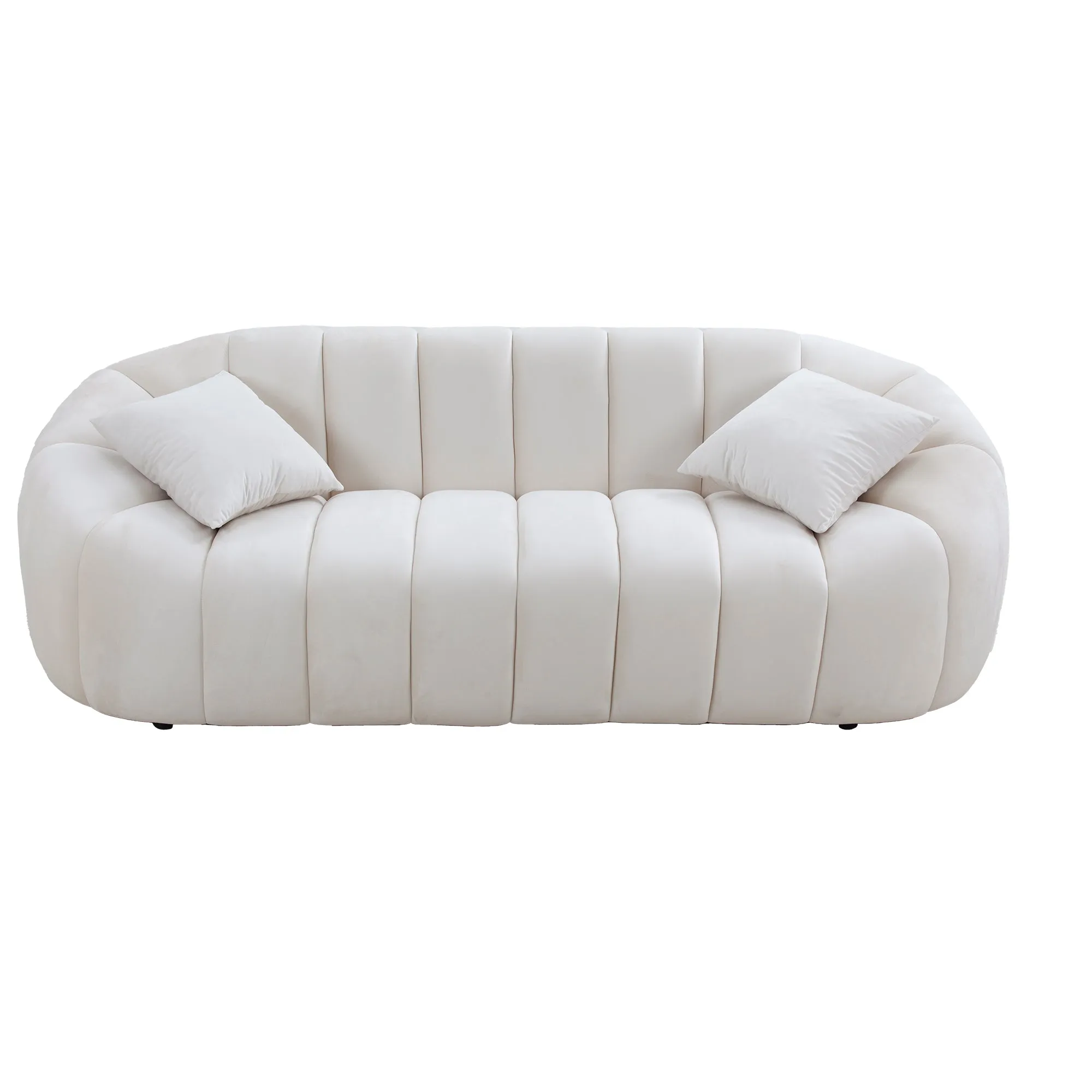 3 Seater Modern Sofa with Deep Channel Tufted Performance Velvet Sofa for Living Room