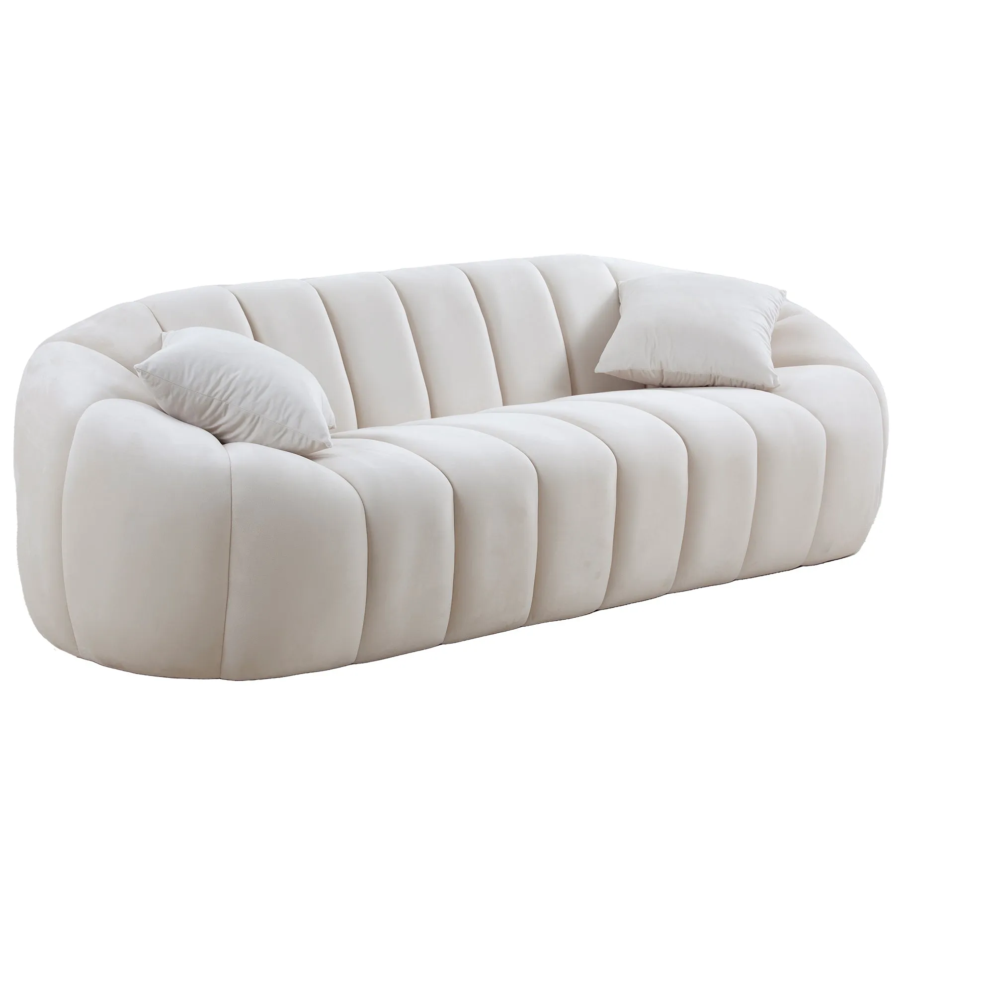 3 Seater Modern Sofa with Deep Channel Tufted Performance Velvet Sofa for Living Room