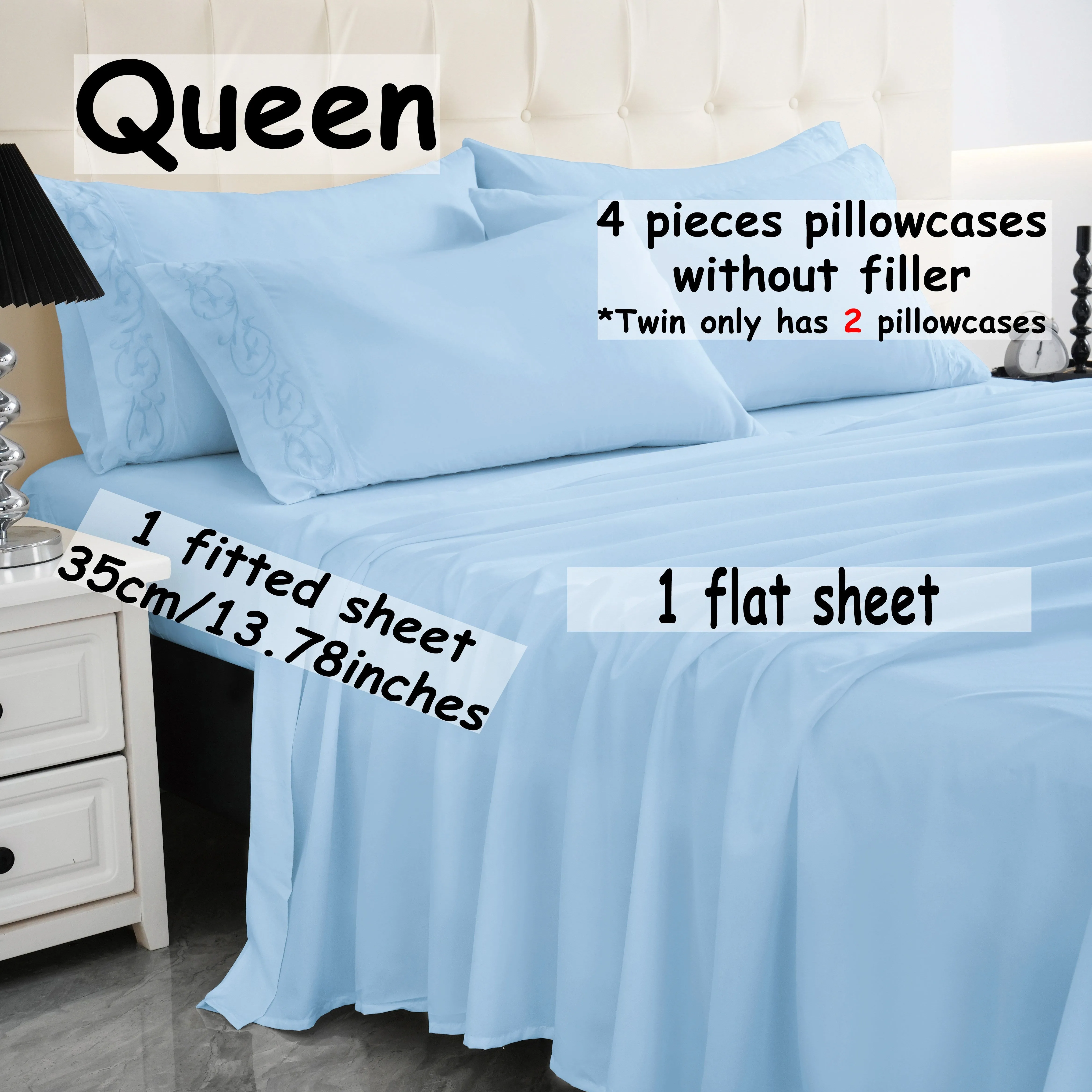 4/6pcs Luxurious Soft Solid Color Bedding Set with Elegant Embroidery, Deep Pocket Sheets for Optimal Fit - Ideal for All Seasons, Enhances Any Bedroom or Guest Room, Twin Full Queen King