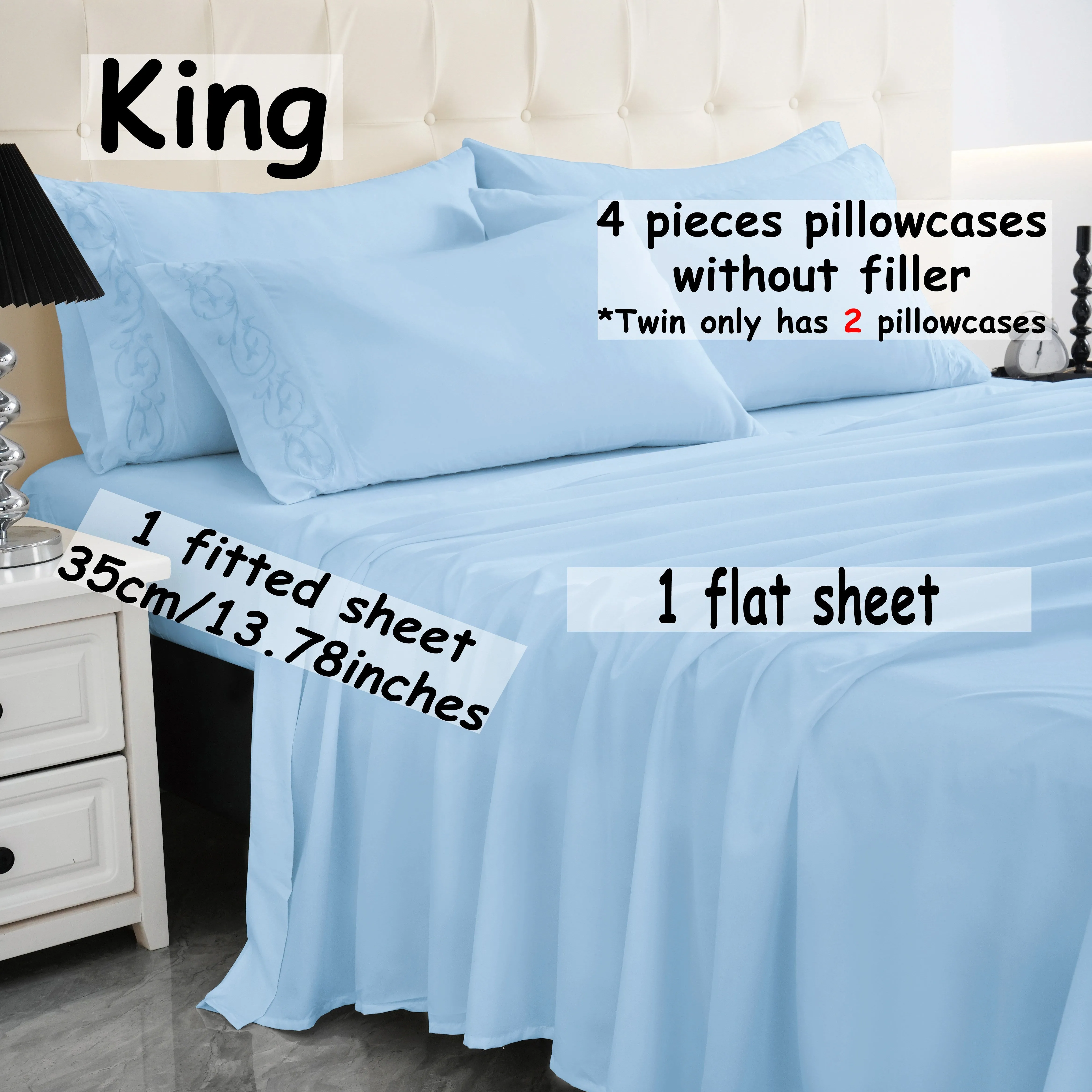 4/6pcs Luxurious Soft Solid Color Bedding Set with Elegant Embroidery, Deep Pocket Sheets for Optimal Fit - Ideal for All Seasons, Enhances Any Bedroom or Guest Room, Twin Full Queen King