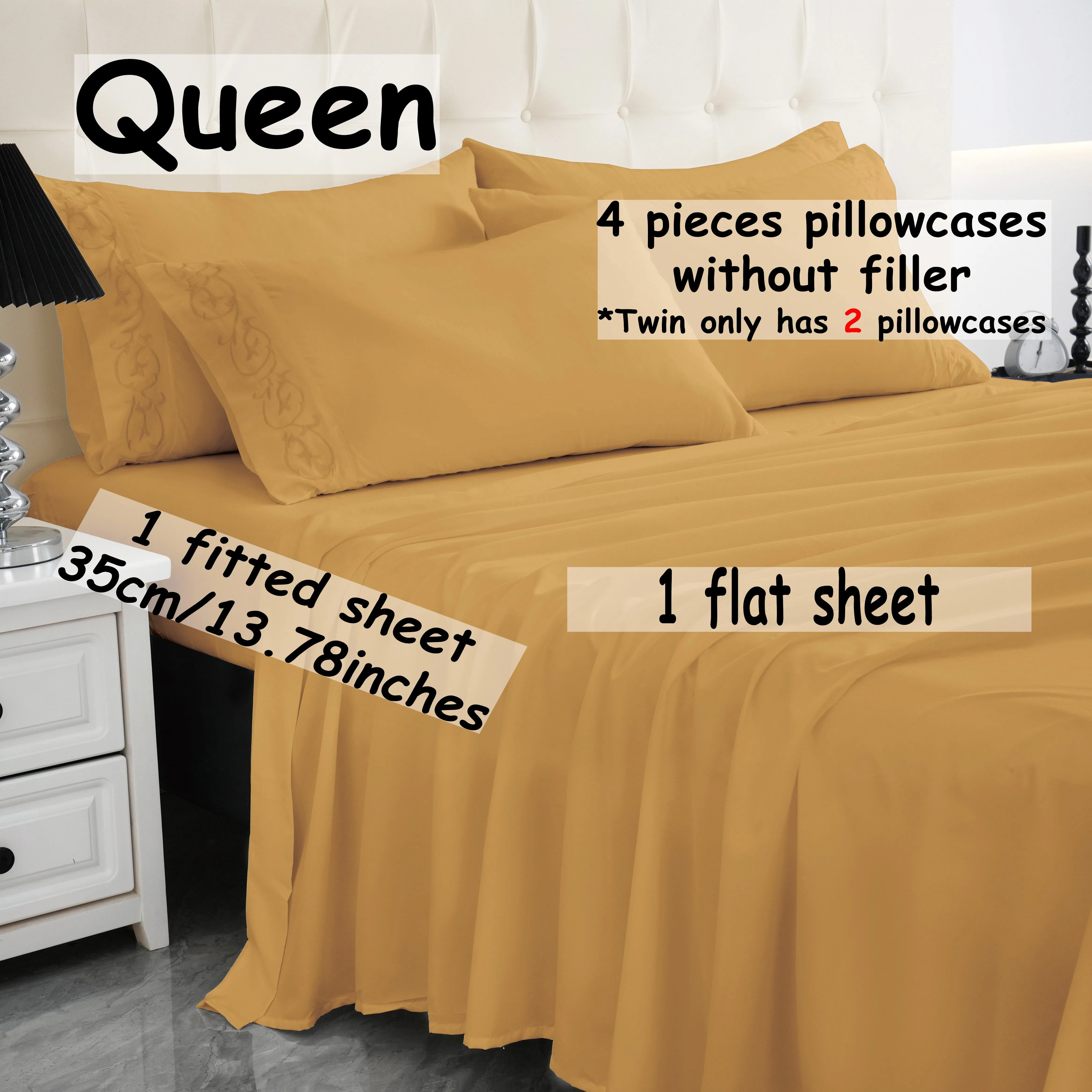 4/6pcs Luxurious Soft Solid Color Bedding Set with Elegant Embroidery, Deep Pocket Sheets for Optimal Fit - Ideal for All Seasons, Enhances Any Bedroom or Guest Room, Twin Full Queen King