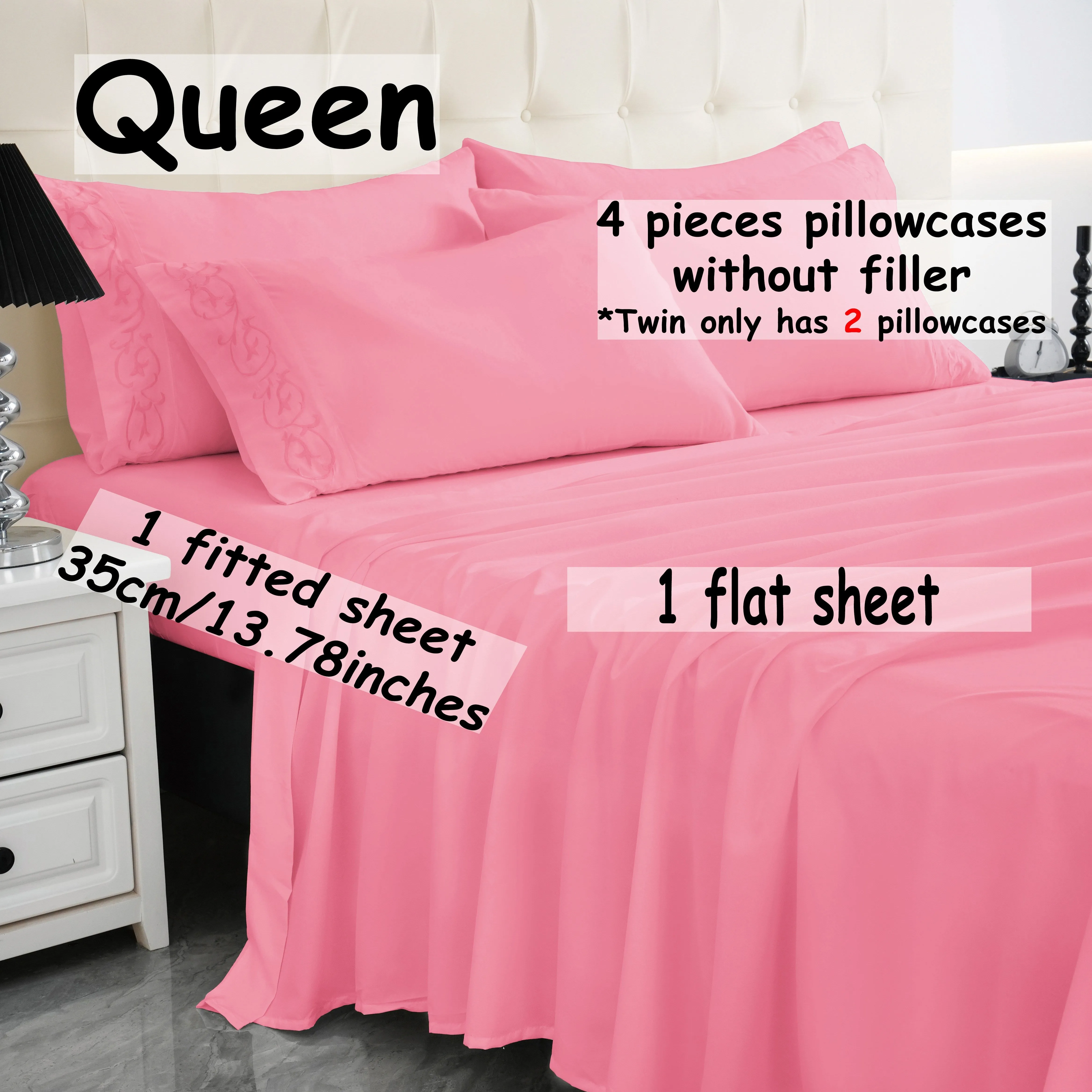 4/6pcs Luxurious Soft Solid Color Bedding Set with Elegant Embroidery, Deep Pocket Sheets for Optimal Fit - Ideal for All Seasons, Enhances Any Bedroom or Guest Room, Twin Full Queen King