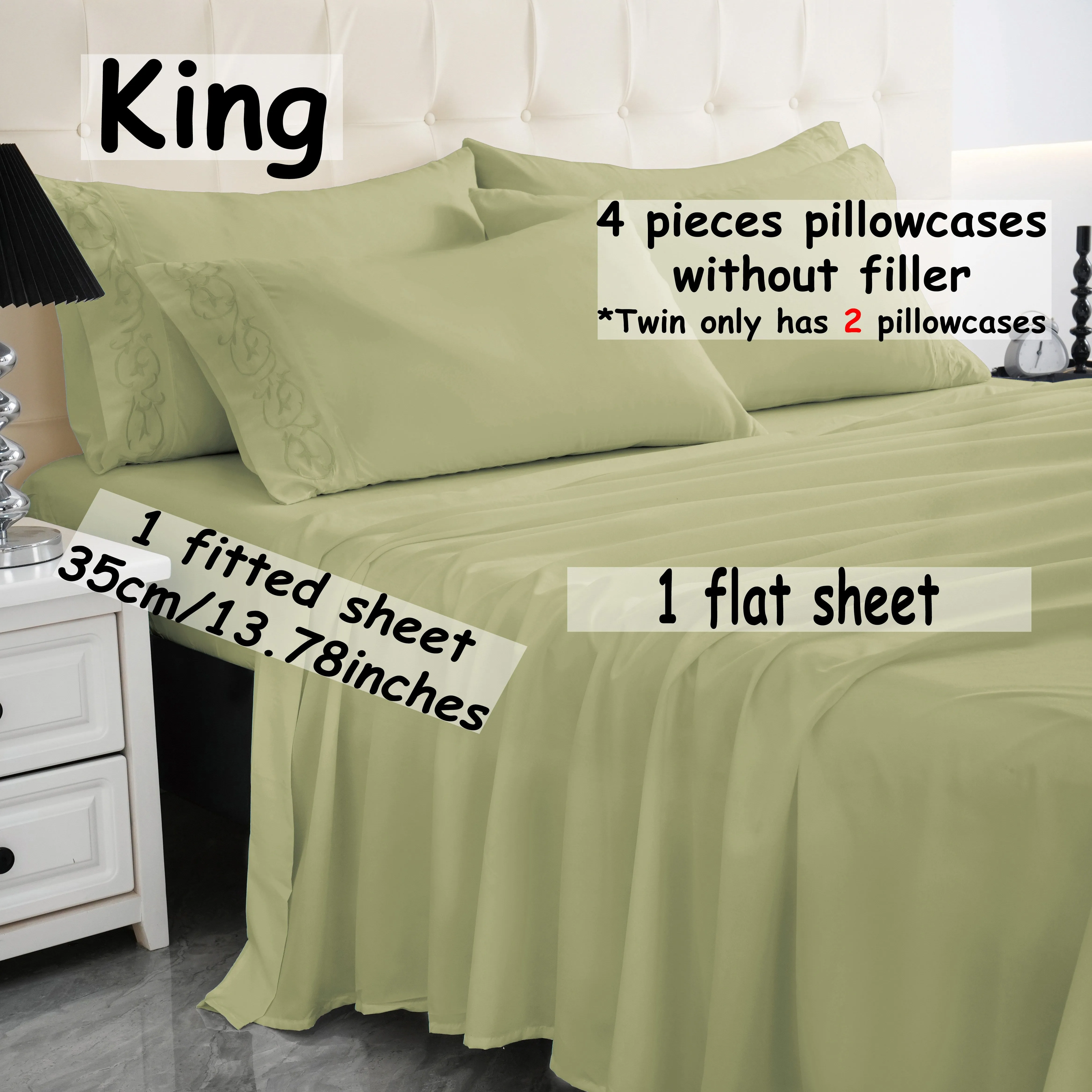 4/6pcs Luxurious Soft Solid Color Bedding Set with Elegant Embroidery, Deep Pocket Sheets for Optimal Fit - Ideal for All Seasons, Enhances Any Bedroom or Guest Room, Twin Full Queen King