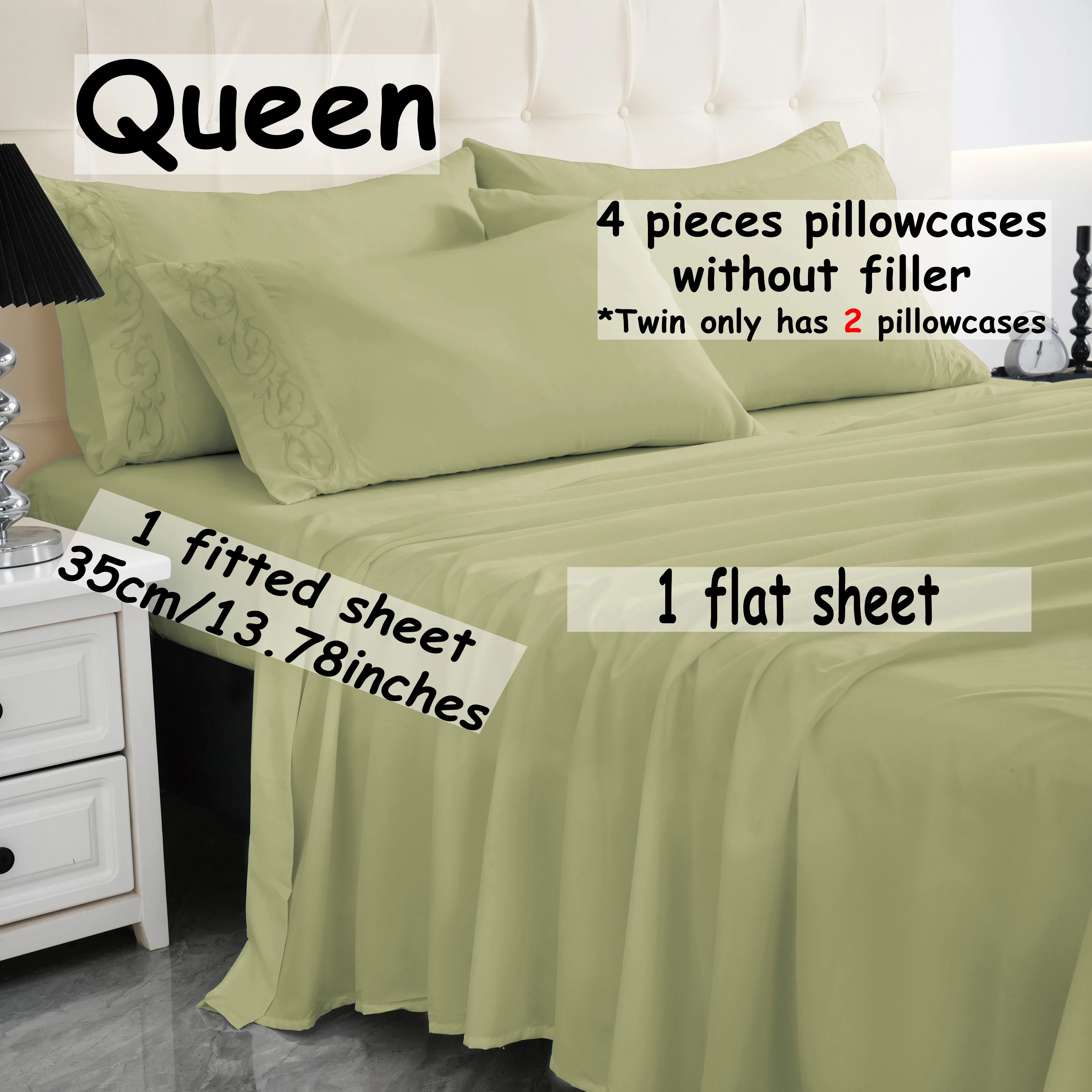 4/6pcs Luxurious Soft Solid Color Bedding Set with Elegant Embroidery, Deep Pocket Sheets for Optimal Fit - Ideal for All Seasons, Enhances Any Bedroom or Guest Room, Twin Full Queen King