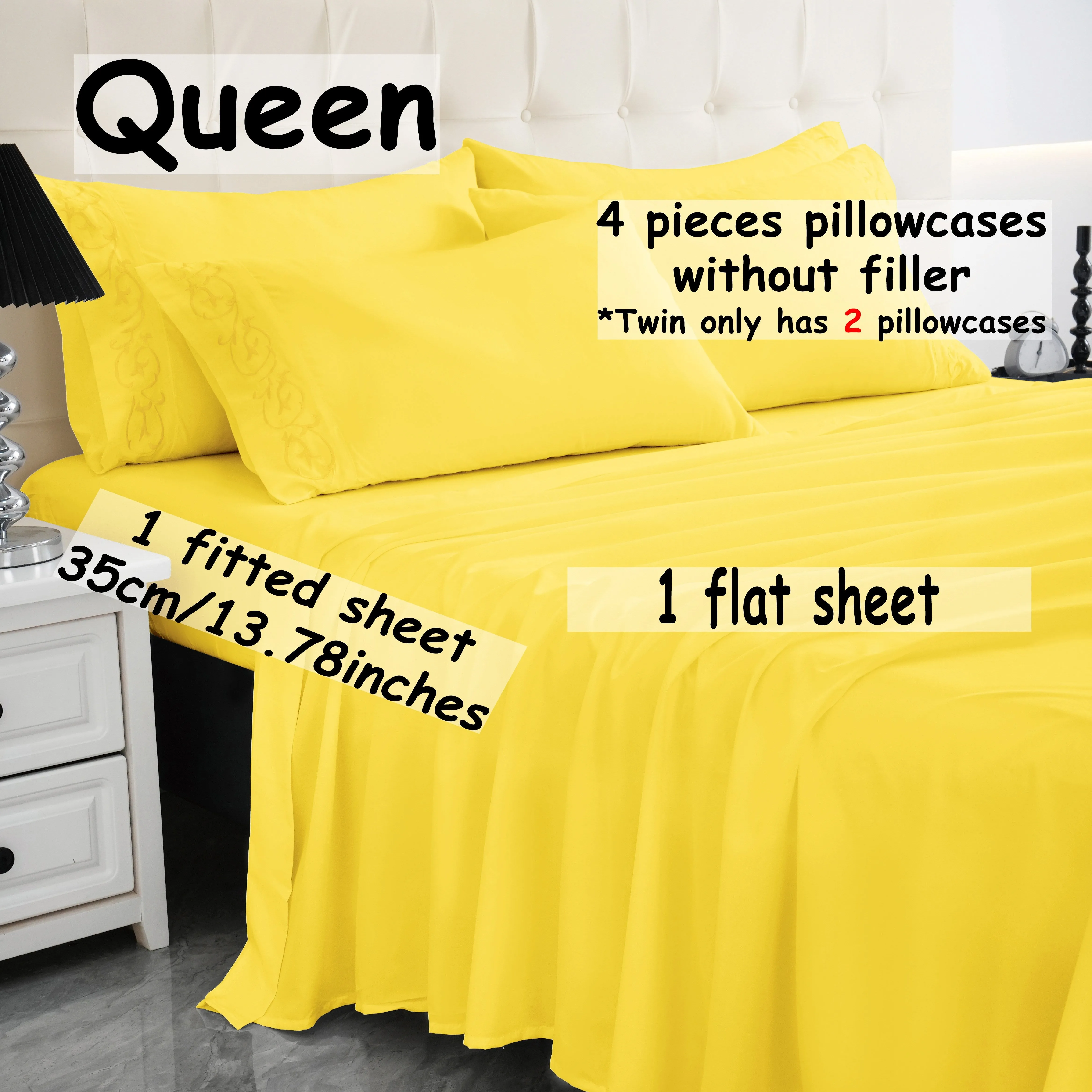 4/6pcs Luxurious Soft Solid Color Bedding Set with Elegant Embroidery, Deep Pocket Sheets for Optimal Fit - Ideal for All Seasons, Enhances Any Bedroom or Guest Room, Twin Full Queen King