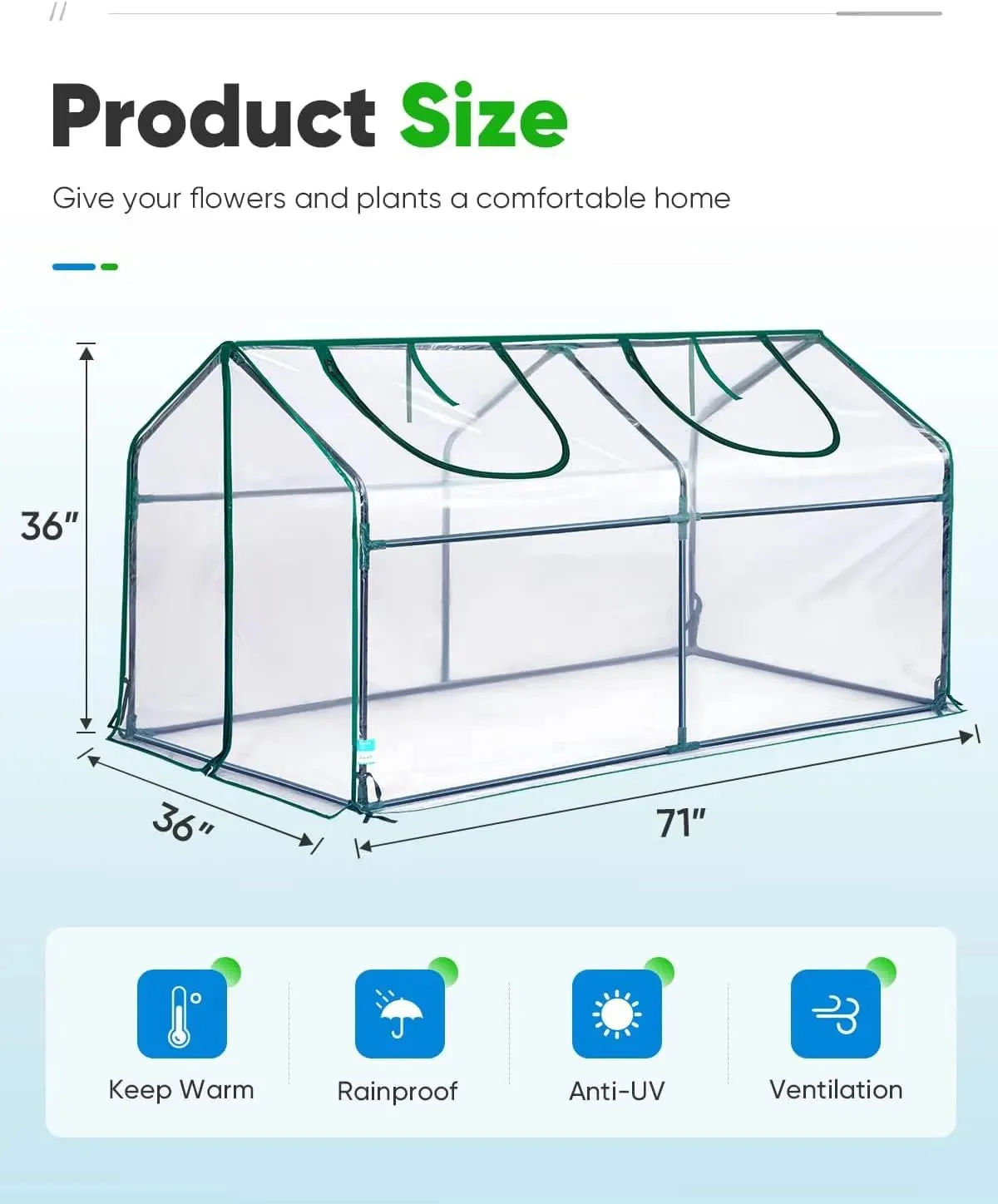 71" X 36" X 36" Mini Greenhouse-Clear