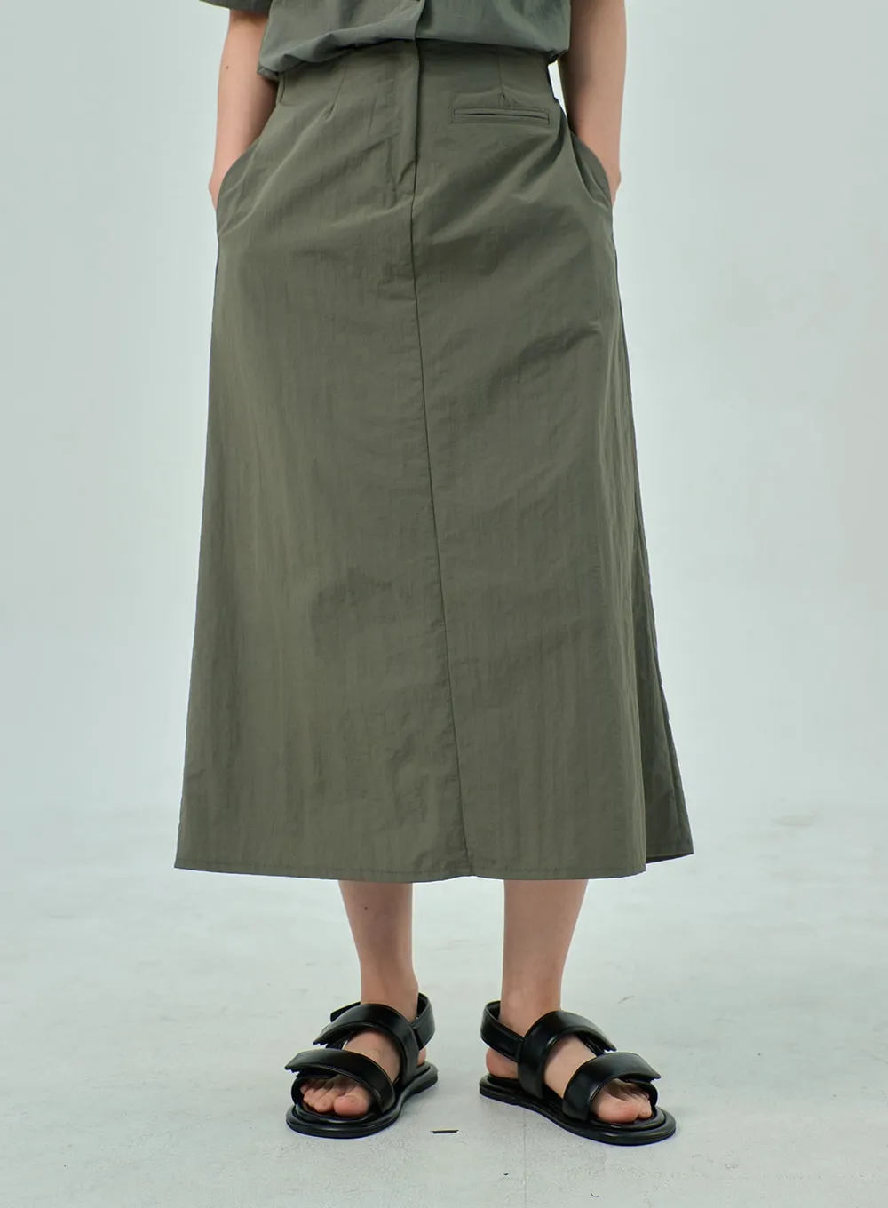 A-Line Nylon Maxi Skirt OY315