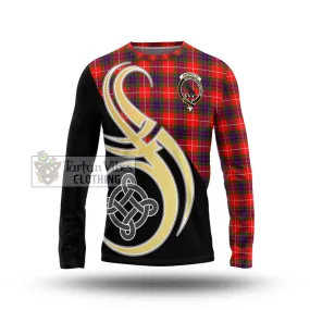 Abernethy Tartan Long Sleeve T-Shirt with Family Crest and Celtic Symbol Style