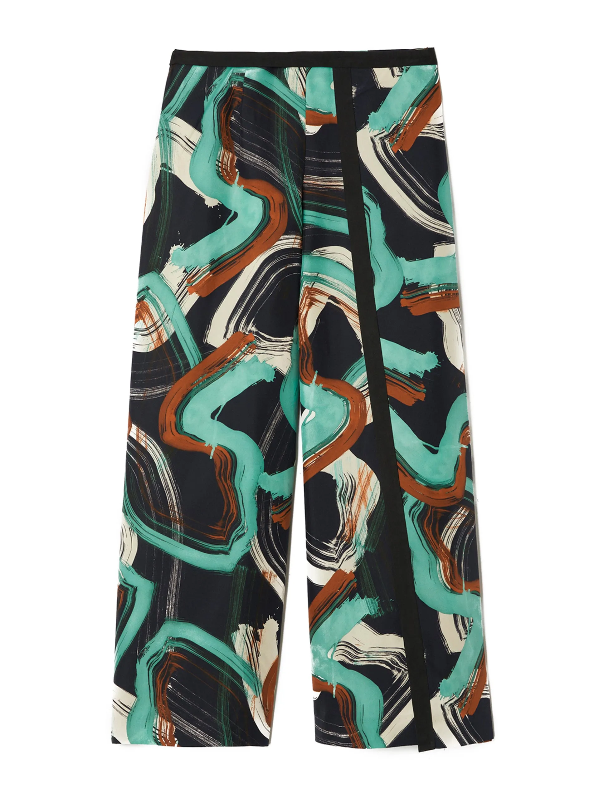 Abstract painted silk culottes