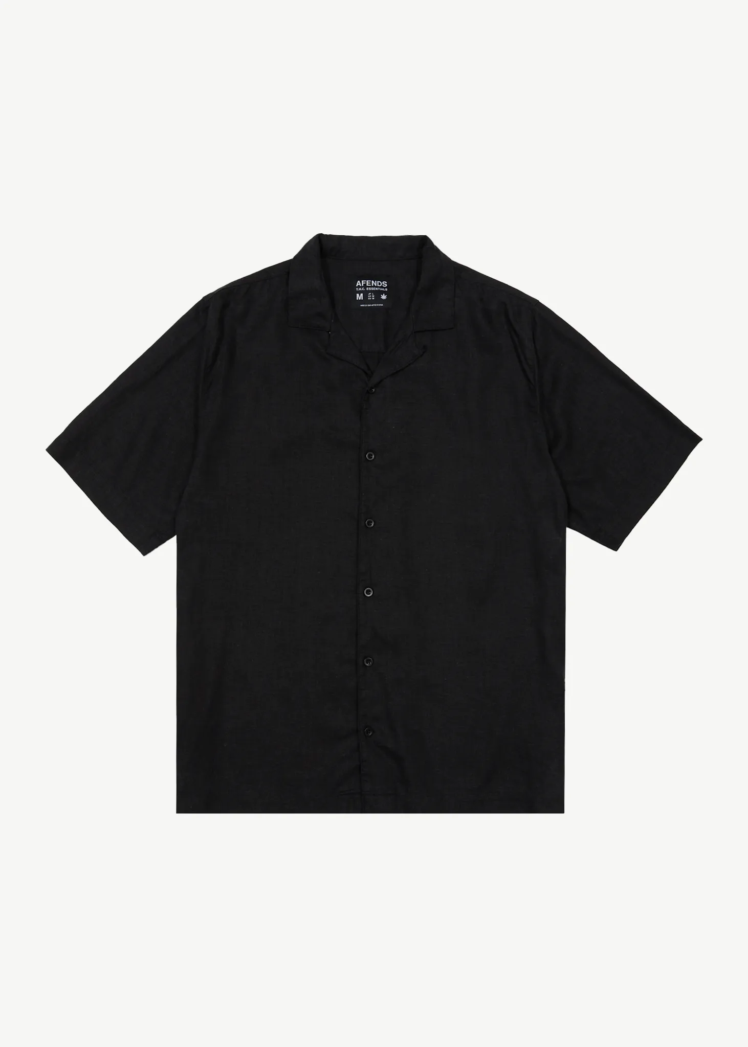 AFENDS Mens Daily - Cuban Shorts Sleeve Shirt - Black