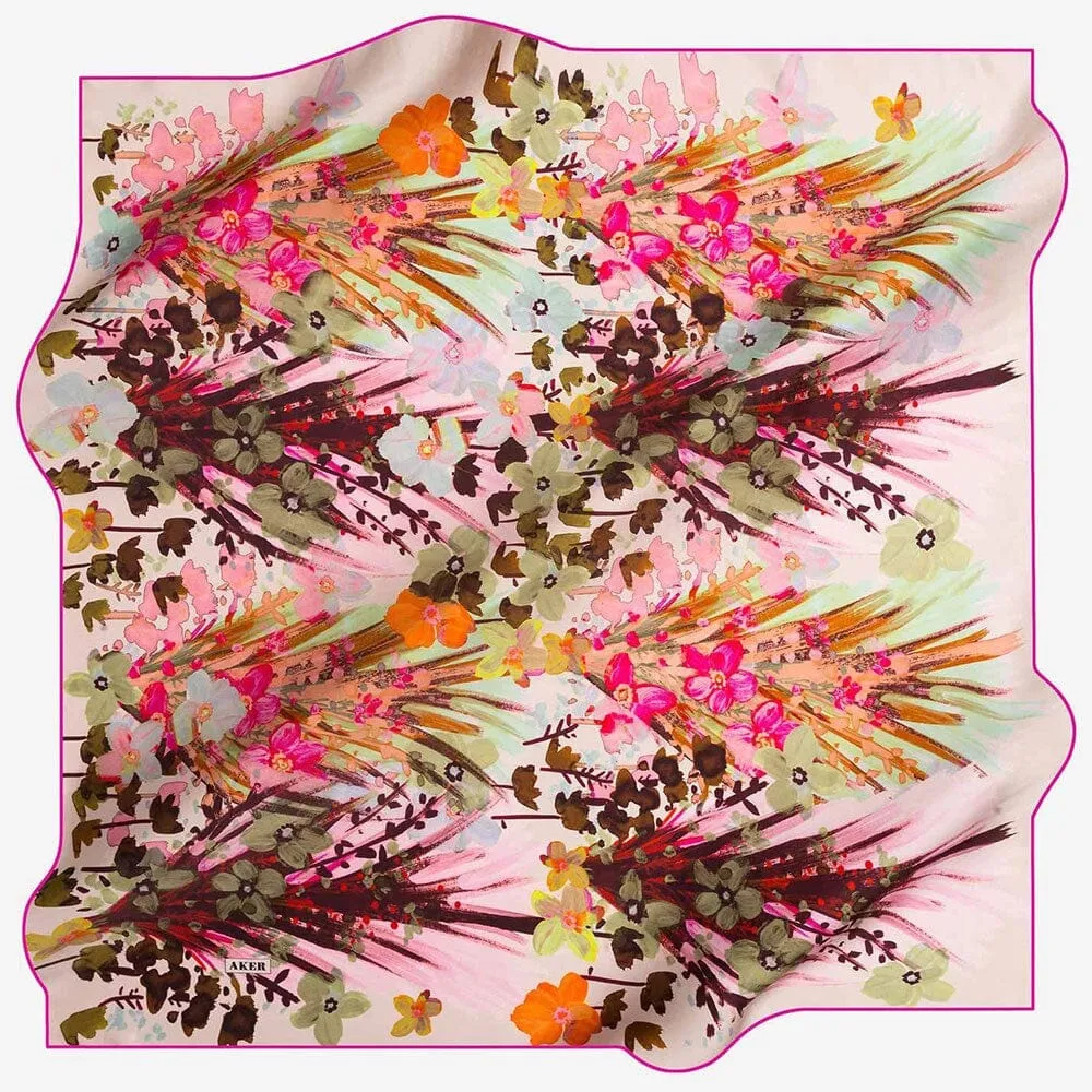 Aker Fiori Pink Silk Scarf