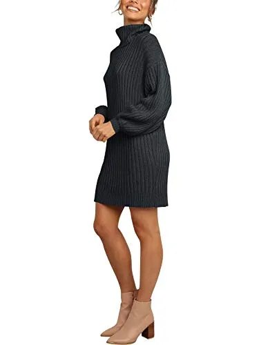 ANRABESS Women's Loose Baggy Turtleneck Batwing Sleeve Knit Fashion Long Pullover