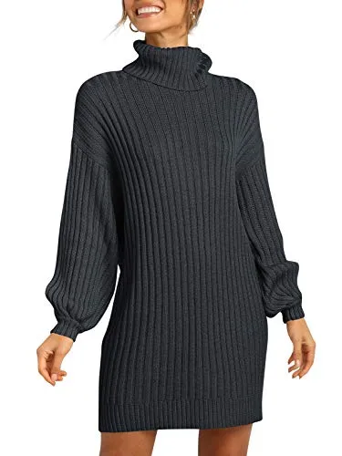 ANRABESS Women's Loose Baggy Turtleneck Batwing Sleeve Knit Fashion Long Pullover