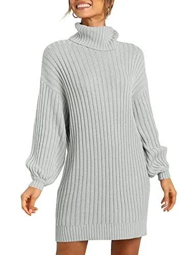 ANRABESS Women's Loose Baggy Turtleneck Batwing Sleeve Knit Fashion Long Pullover