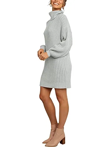 ANRABESS Women's Loose Baggy Turtleneck Batwing Sleeve Knit Fashion Long Pullover