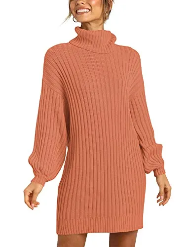 ANRABESS Women's Loose Baggy Turtleneck Batwing Sleeve Knit Fashion Long Pullover