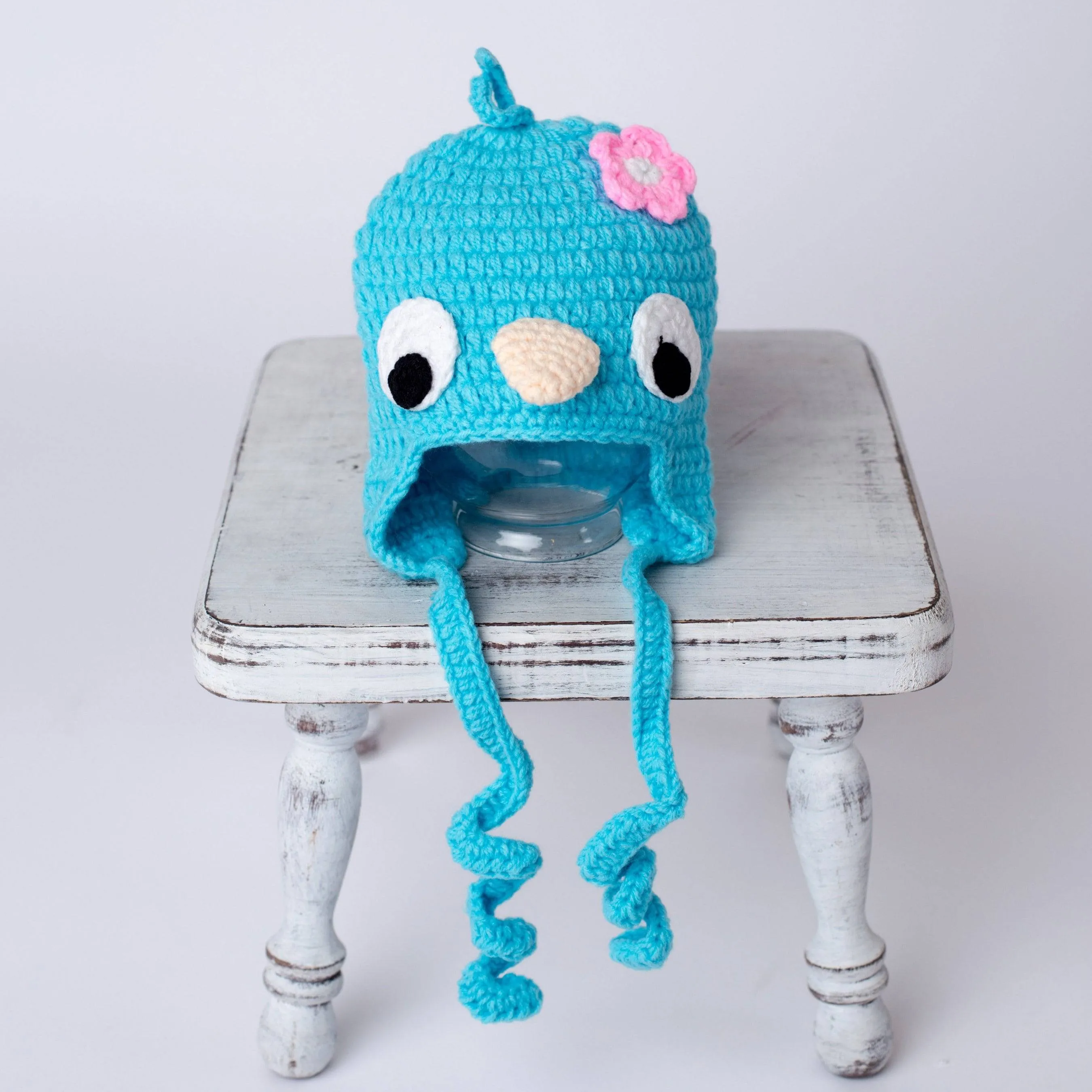 Aqua Blue Chick Peep Newborn Baby Hat