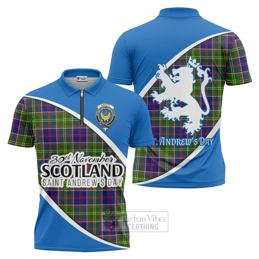 Arnott Family Crest Tartan Zipper Polo Shirt Celebrate Saint Andrew's Day in Style