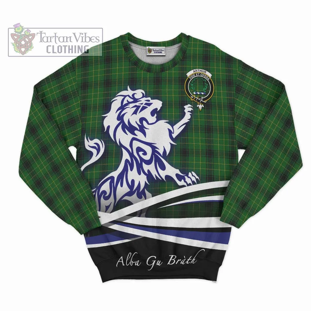 Arthur Highland Tartan Sweatshirt with Alba Gu Brath Regal Lion Emblem