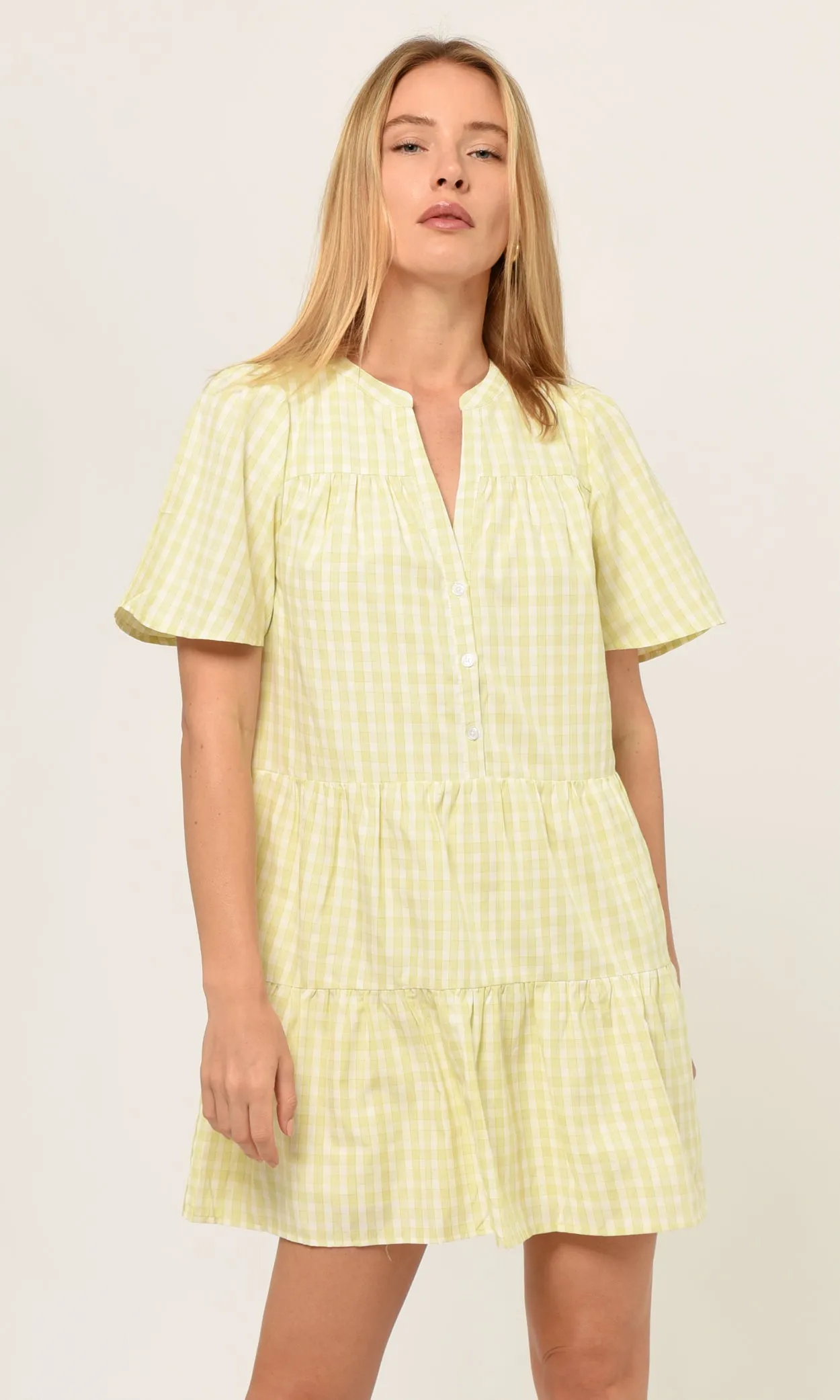 Ashlyn Gathered Gingham Dress