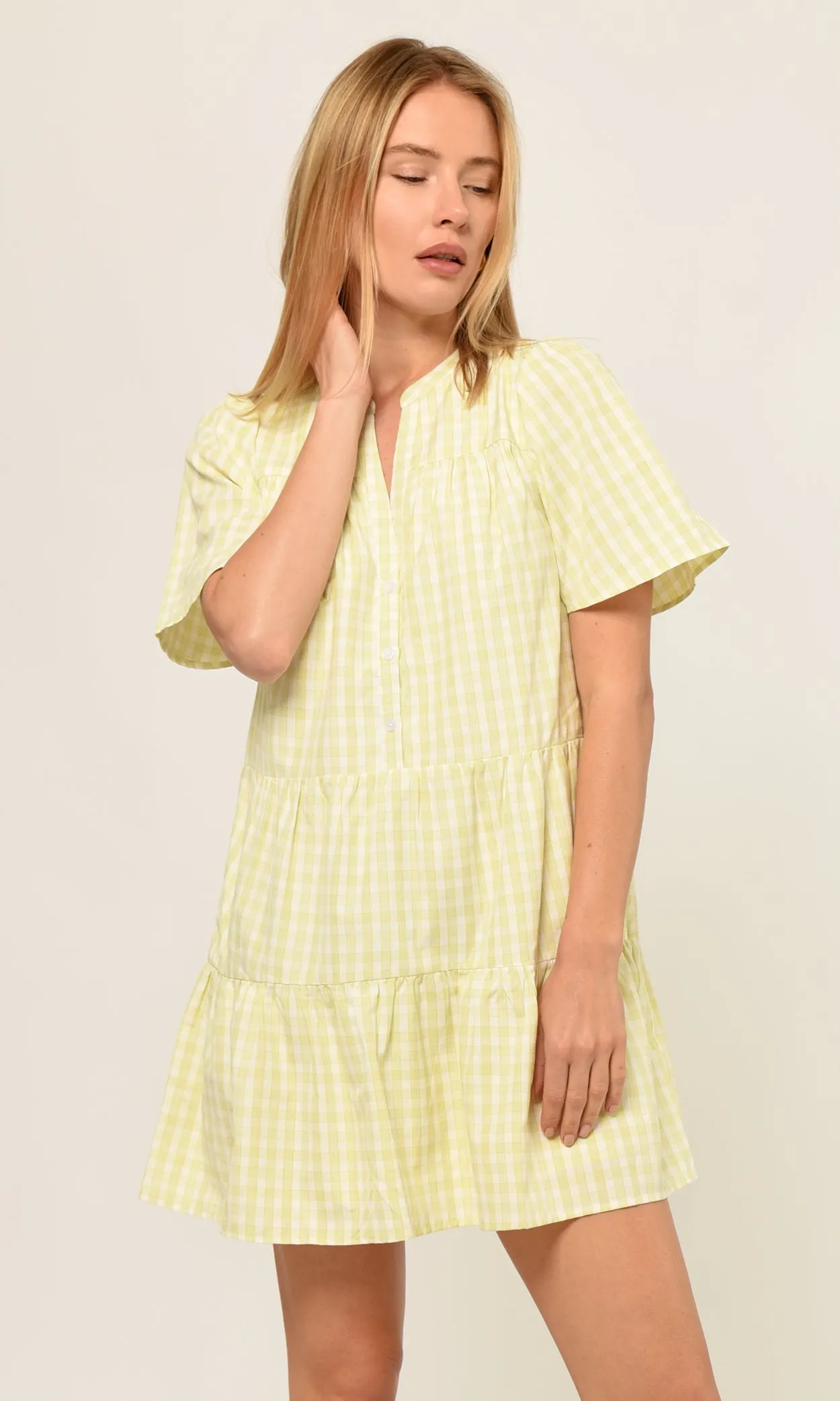 Ashlyn Gathered Gingham Dress