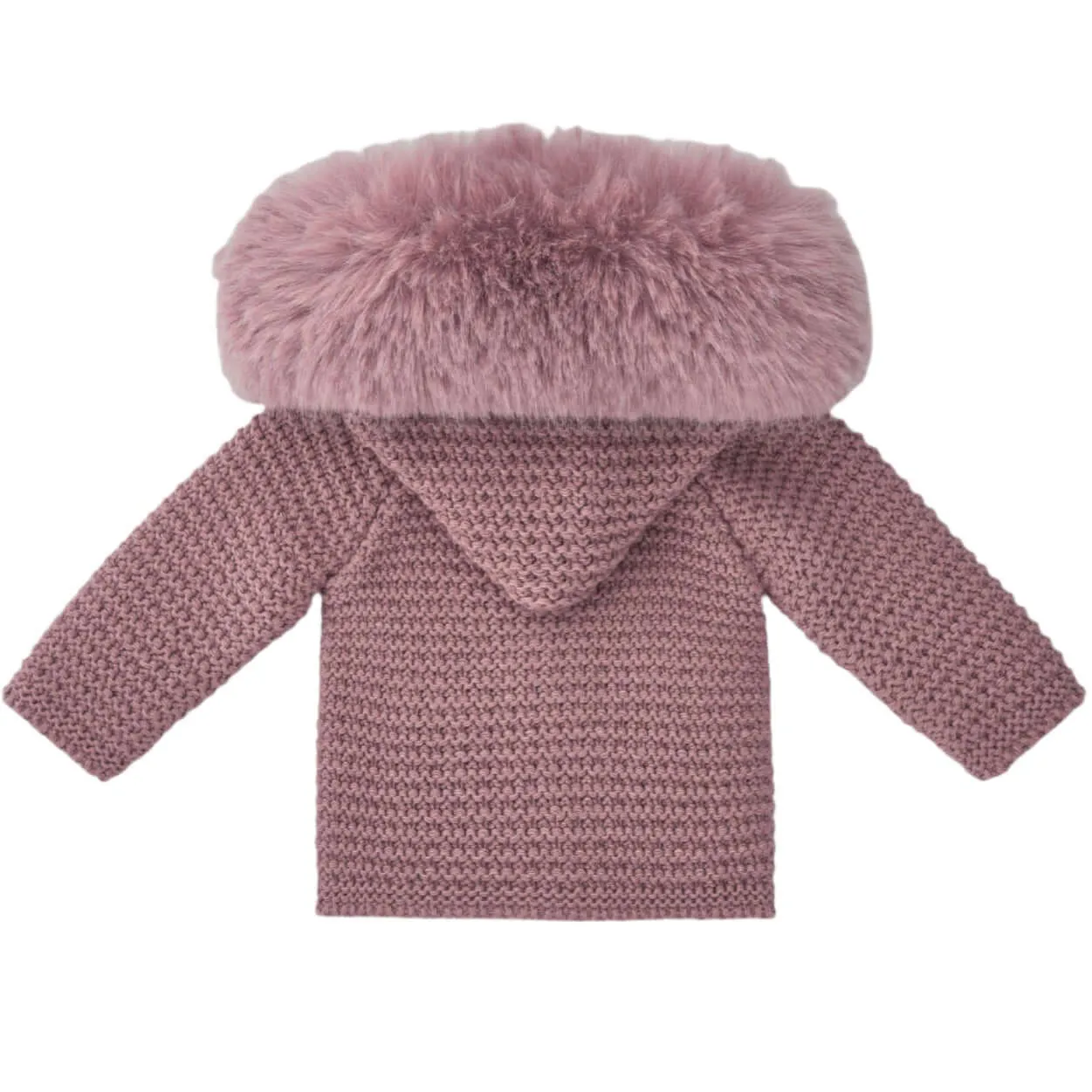 Baby Girls Pink Knitted Jacket with Faux Fur