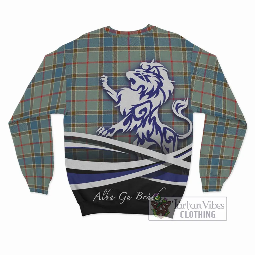 Balfour Blue Tartan Sweatshirt with Alba Gu Brath Regal Lion Emblem