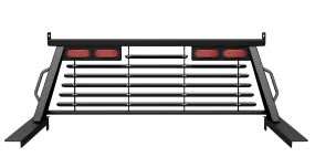 B&W Trailer Hitches PUCP7503BA B&W Custom Headache Rack w/ LED Brake, Turn, Tail Lights for Ford Trucks