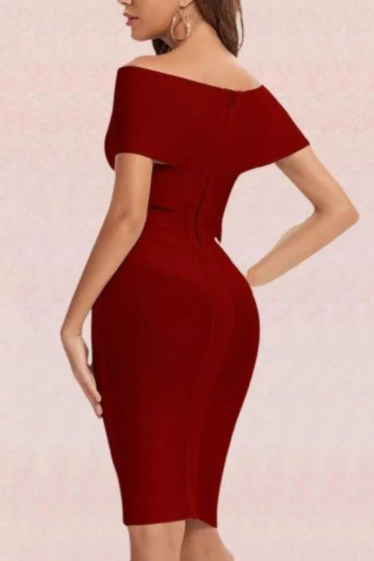 Bea Bandage Dress - Red Wine