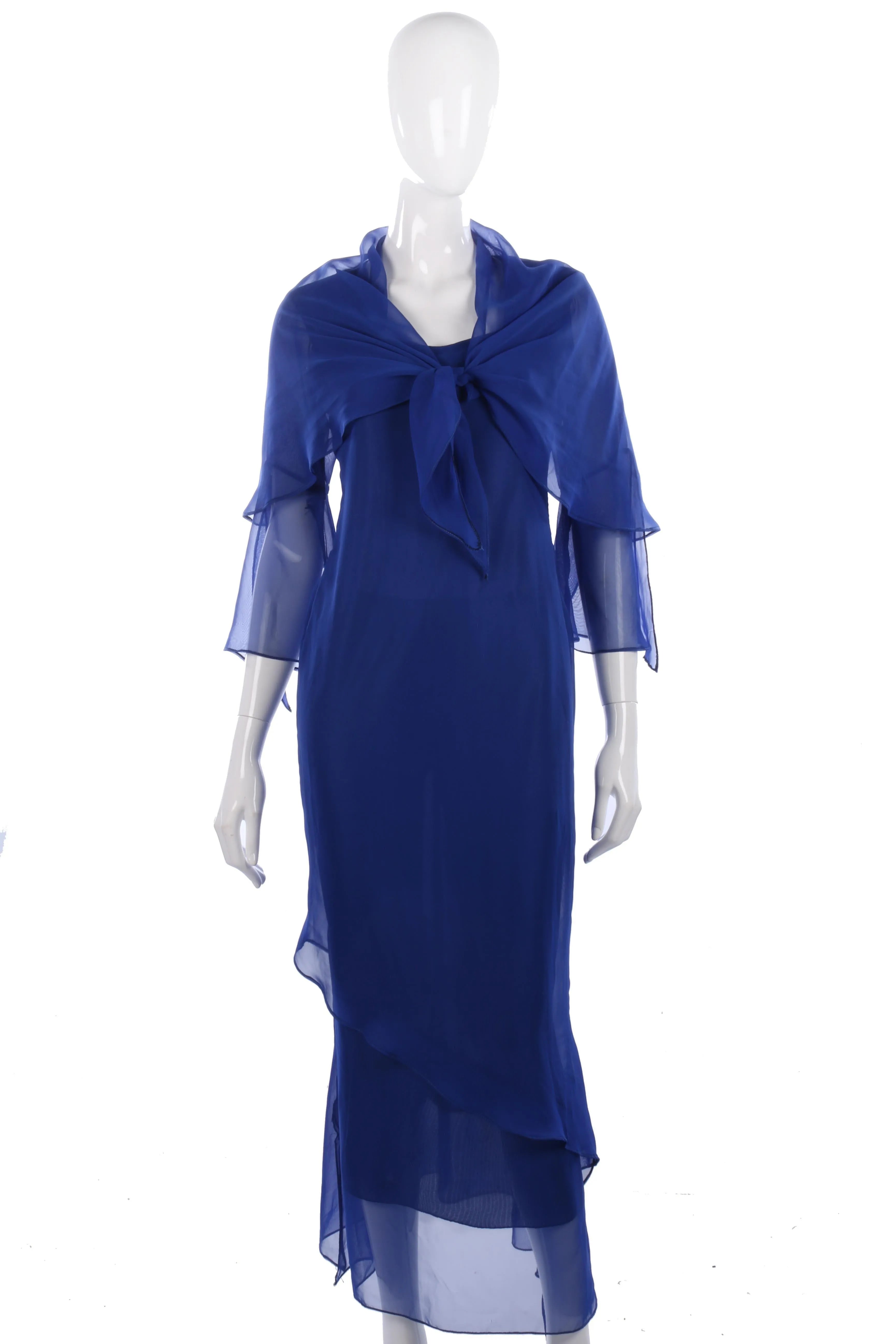 Beautiful blue handmade evening dress and shawl