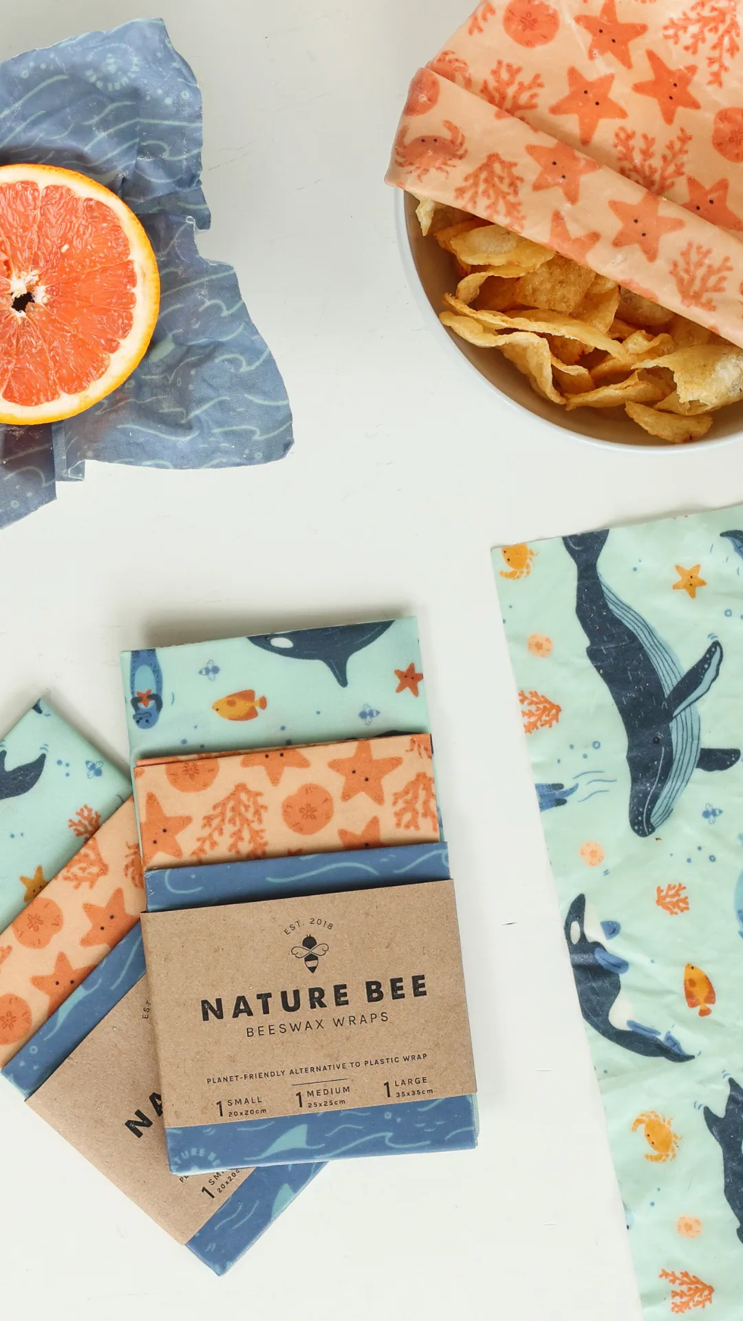 Beeswax Wrap Variety Set - Nature Bee Ocean Lovers Edition