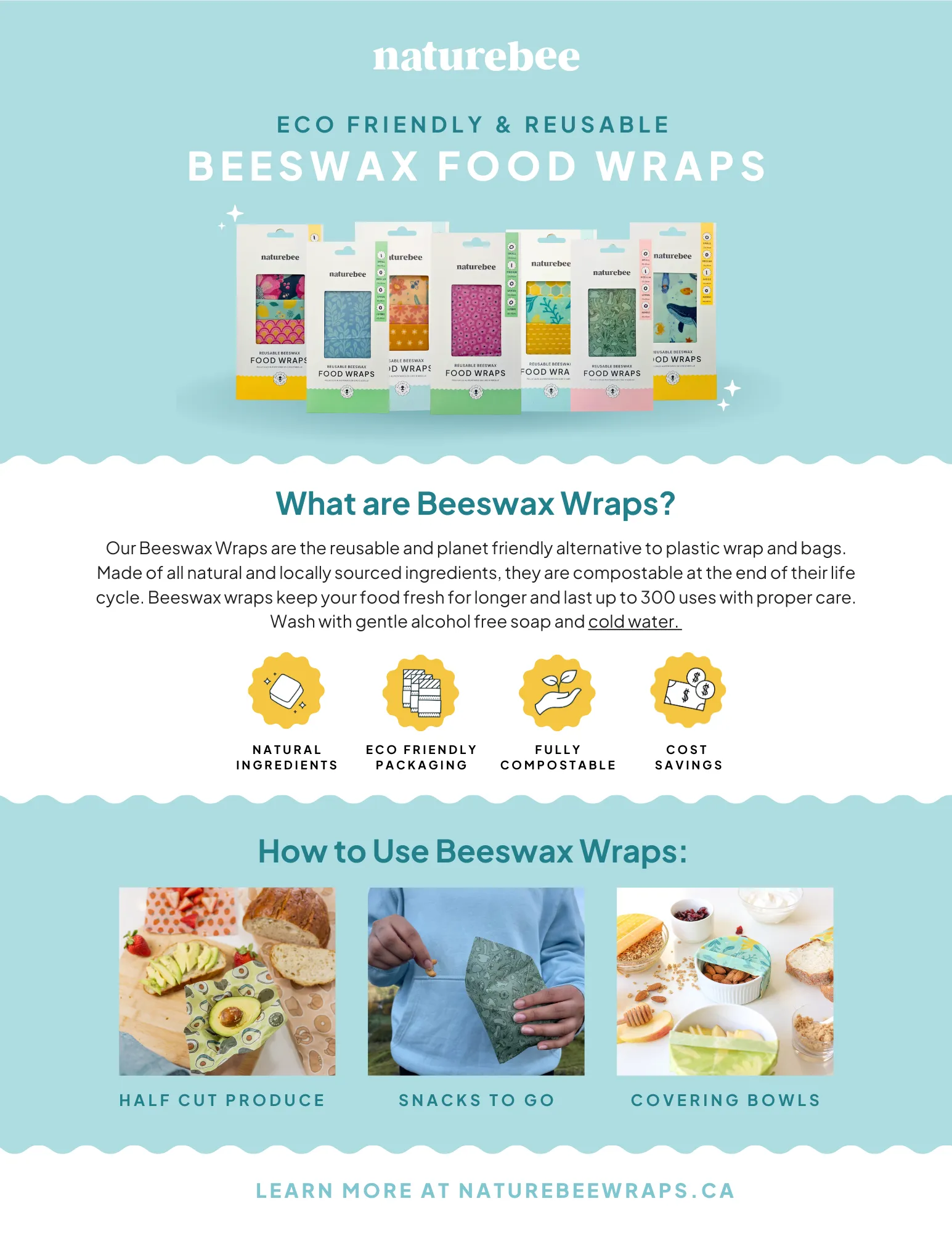 Beeswax Wrap Variety Set - Nature Bee Ocean Lovers Edition