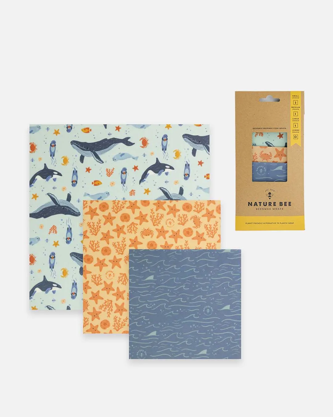 Beeswax Wrap Variety Set - Nature Bee Ocean Lovers Edition