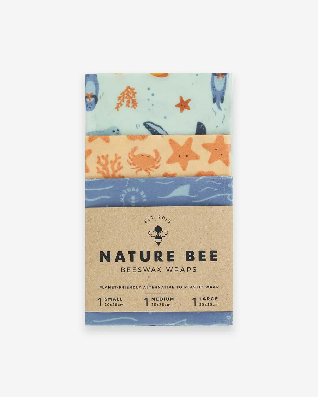 Beeswax Wrap Variety Set - Nature Bee Ocean Lovers Edition