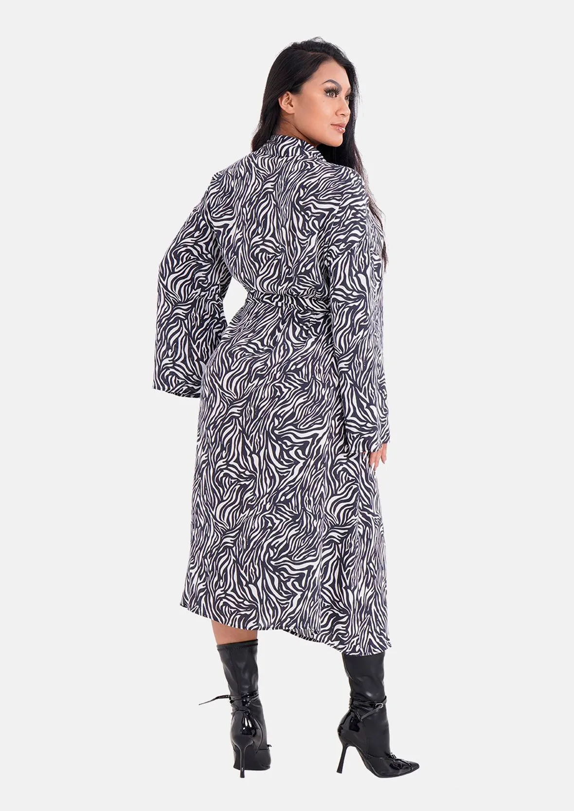 Bell Sleeves Midi Wrap Dress