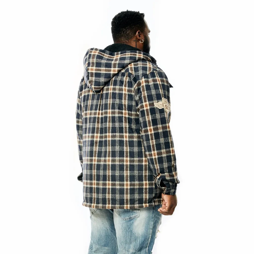 Big And Tall Varsity Patch Flannel Shacket