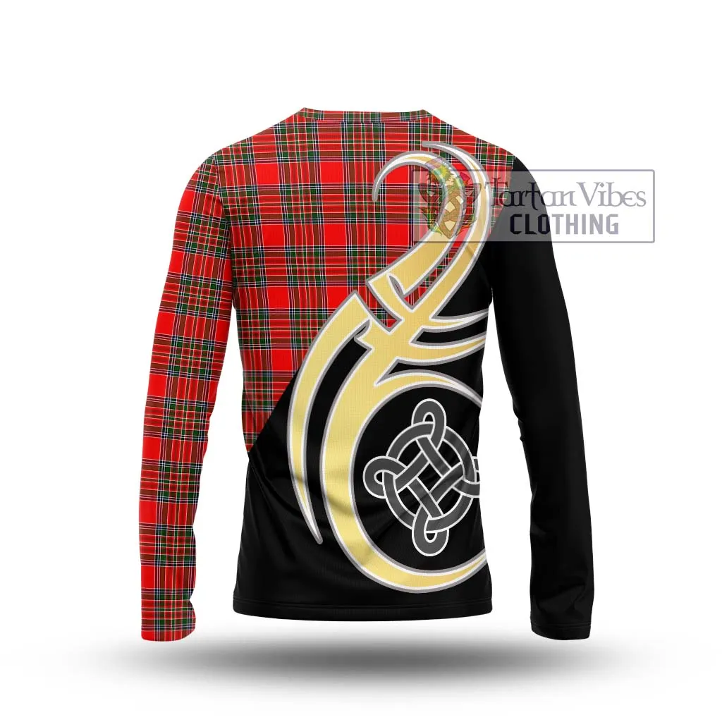 Binning Tartan Long Sleeve T-Shirt with Family Crest and Celtic Symbol Style